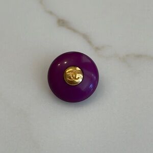 Chanel Purple Gold CC Logo Center Shank Button